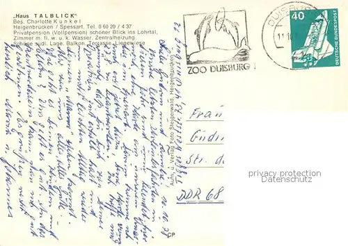 AK / Ansichtskarte Heigenbruecken Gaestehaus Pension Haus Talblick Heigenbruecken