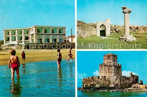 AK / Ansichtskarte Methoni Touristenhotel am Strand Venezianische Festung Ruinen Methoni
