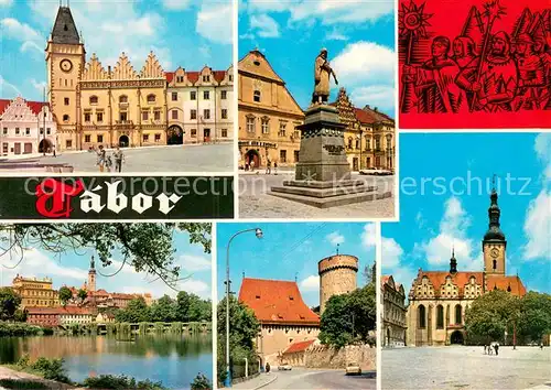 AK / Ansichtskarte Tabor_Czechia Stadtansichten Sehenswuerdigkeiten Denkmal Kirche 