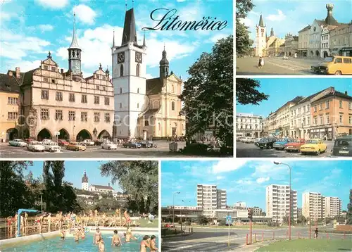 AK / Ansichtskarte Litomerice_Leitmeritz_Nordboehmen Motive Innenstadt Freibad Hochhaeuser Litomerice_Leitmeritz