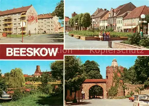 AK / Ansichtskarte Beeskow Poststrasse Ernst Thaelmann Platz Kleine Spree Stadtmauer Pulverturm Beeskow