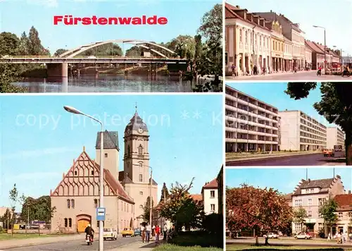 AK / Ansichtskarte Fuerstenwalde_Spree Spree Bruecke Rathaus Dom Muehlenstrasse Ernst Thaelmann Strasse Fuerstenwalde_Spree