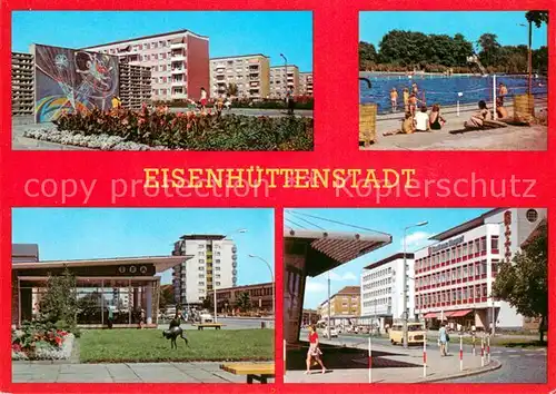AK / Ansichtskarte Eisenhuettenstadt 6. Wohnkomplex am Froebelring Schwimmbad Leninallee Strasse der Republik Eisenhuettenstadt