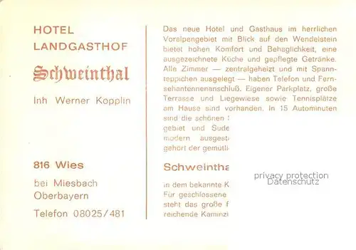 AK / Ansichtskarte Schweinthal_Miesbach Hotel Landgasthof Schweinthal Schweinthal Miesbach