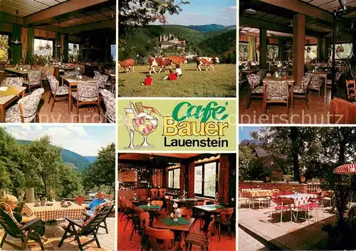AK / Ansichtskarte Lauenstein_Oberfranken Cafe Bauer Gastraeume Terrasse Bar  Lauenstein_Oberfranken