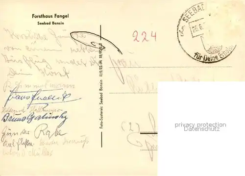 AK / Ansichtskarte Bansin_Ostseebad Forsthaus Fangel Bansin_Ostseebad