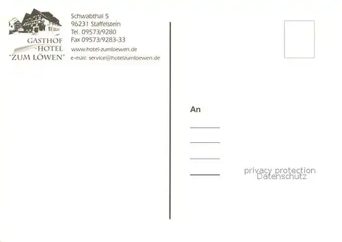 AK / Ansichtskarte Staffelstein Gasthof Hotel Zum Loewen Eingang Terrasse Fliegeraufnahme Staffelstein