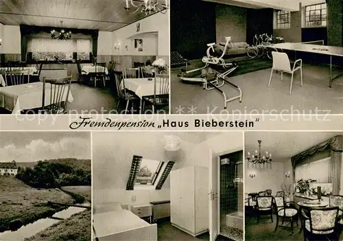 AK / Ansichtskarte Wiehl_Oberbergischer_Kreis Fremdenpension Haus Biberstein Gastraeume Fitnessraum Zimmer 