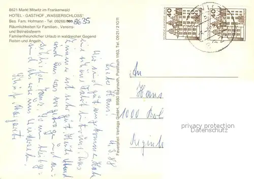 AK / Ansichtskarte Mitwitz Hotel Gasthof Wasserschloss Mitwitz Gastraum Mitwitz