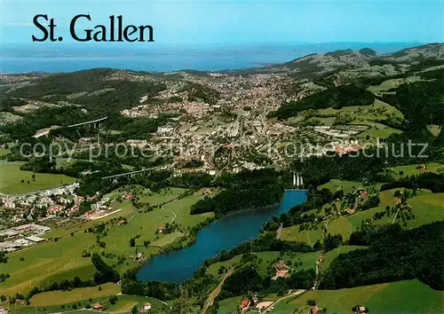 AK / Ansichtskarte St_Gallen_SG Fliegeraufnahme mit Guebensee und Bodensee St_Gallen_SG