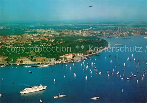 AK / Ansichtskarte Kiel Olympiahafen mit Foerde und Faehrschiff Stena Germanica Fliegeraufnahme Kiel