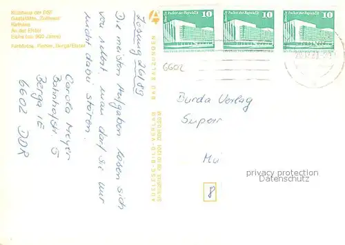 AK / Ansichtskarte Berga_Elster Klubhaus der DSF Gaststaette Zollhaus Rathaus Elsterpartie Eiche Berga_Elster