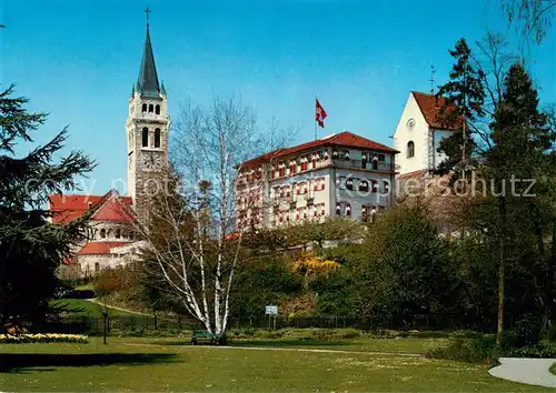 AK / Ansichtskarte Romanshorn_Bodensee Seepark mit kath Kirche und Schloss Romanshorn Bodensee