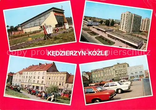 AK / Ansichtskarte Kedzierzyn_Kozle Hala Sportowa Widok ogolny Rynek Kedzierzyn_Kozle