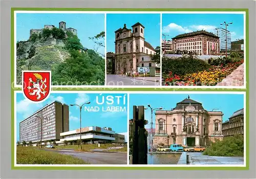 AK / Ansichtskarte Usti_nad_Labem Krajske mesto na soutoku Biliny a Labe vyrostie na miste slovanske osady Stredisko chemickeho a strojirenskeho prumylu Usti_nad_Labem