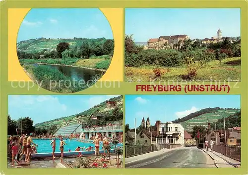 AK / Ansichtskarte Freyburg_Unstrut Weinberg Blick zur Neuenburg Freibad Unstrutbruecke Freyburg_Unstrut