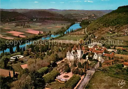 AK / Ansichtskarte Les_Milandes Chateau et la Dordogne vue aerienne Les_Milandes