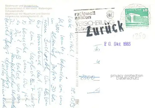 AK / Ansichtskarte Bernau_Berlin Stadtmauer Hungerturm Schwanenteich Wallanlagen Hohesteinstrasse Mauerturm Steintor Hallenkirche 15. Jhdt. Bernau Berlin