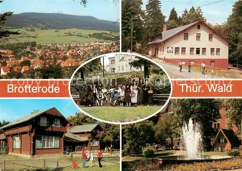 AK / Ansichtskarte Brotterode Panorama Grosser Inselsberg Waldgaststaette Gehege Trachten Platz der Jugend Brotterode