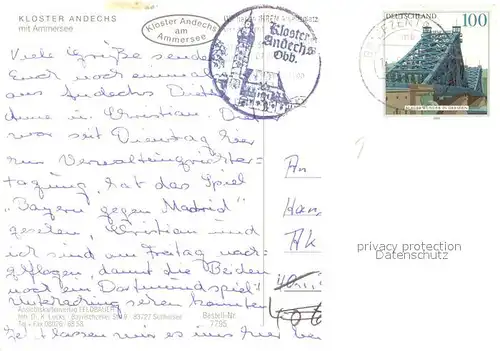 AK / Ansichtskarte Andechs Kloster Wallfahrtsort am Ammersee Fliegeraufnahme Andechs