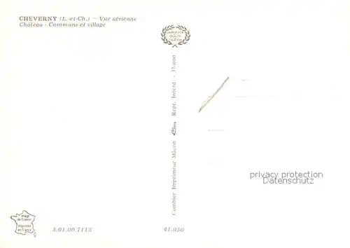 AK / Ansichtskarte Cheverny Chateau vue aerienne Cheverny