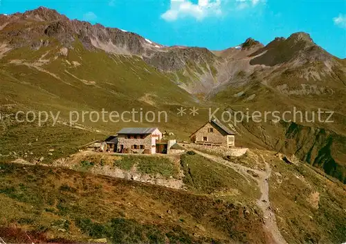 AK / Ansichtskarte Friedrichshafener _Huette mit Schafbichljoch Berghuette im Paznauntal Alpen Friedrichshafener  Huette