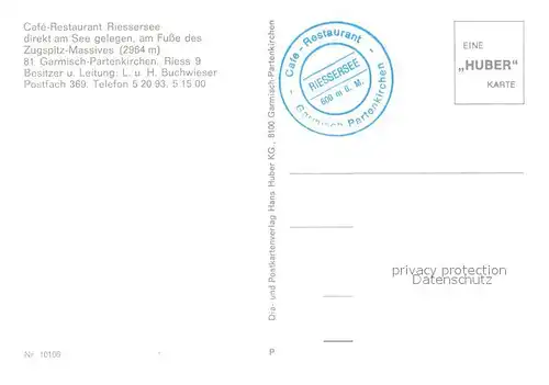 AK / Ansichtskarte Garmisch Partenkirchen Cafe Restaurant Riessersee am Fusse des Zugspitzmassives Huber Karte Nr. 10106 Garmisch Partenkirchen