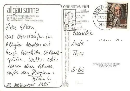 AK / Ansichtskarte Oberstaufen Hotel und Ferienappartements Fliegeraufnahme Oberstaufen