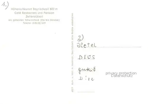 AK / Ansichtskarte Bayrischzell Cafe Restaurant Pension Zellerstueberl Freibad Liegewiese Bayrischzell