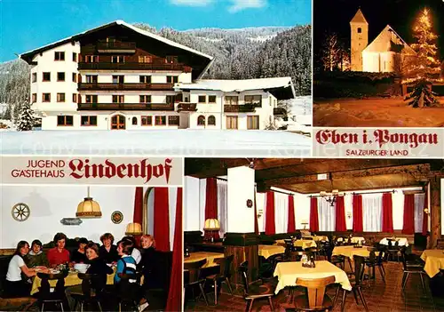 AK / Ansichtskarte Eben_Pongau Jugend Gaestehaus Lindenhof Gastraeume Kirche Eben Pongau