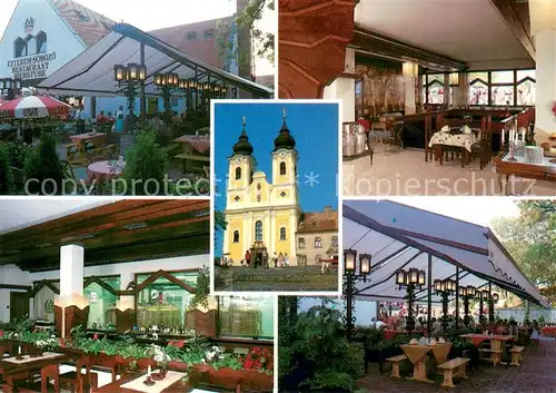 AK / Ansichtskarte Tihany Hotel Etterem Gastraeume Kirche Tihany