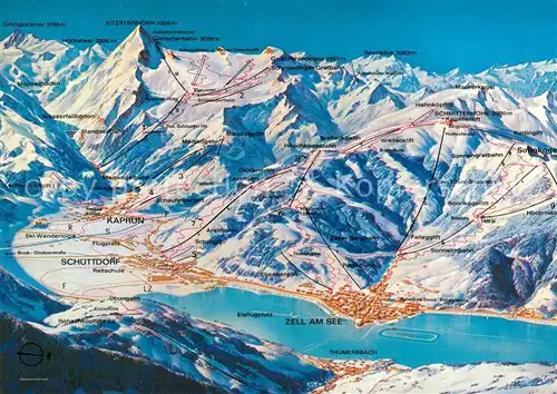 AK / Ansichtskarte Zell_See Panoramakarte mit Kaprun und Schuettdorf Zell_See