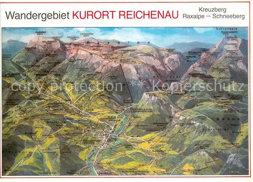AK / Ansichtskarte Reichenau_Rax Panoramakarte mit Kreuzberg Raxalpe und Schneeberg Reichenau Rax