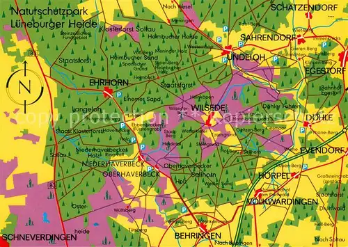 AK / Ansichtskarte Lueneburger_Heide Naturschutzpark Gebietskarte Lueneburger Heide