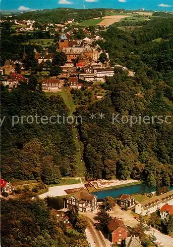 AK / Ansichtskarte Burg_Wupper Fliegeraufnahme mit Schloss Burg Seilbahn und Unterburg Burg Wupper