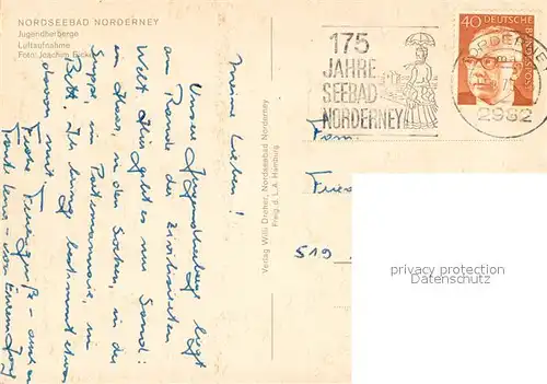 AK / Ansichtskarte Norderney_Nordseebad Jugendherberge Fliegeraufnahme Norderney_Nordseebad