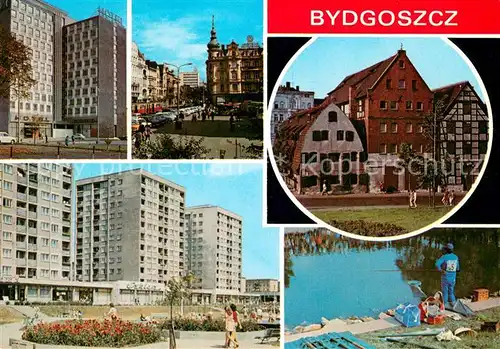 AK / Ansichtskarte Bydgoszcz_Pommern Hotel Brda Muzeum Ziemi Bydgoskiej Osiedle mieszkaniowe Blonie Wedkarskie Mistrozostwa Swiata Bydgoszcz Pommern