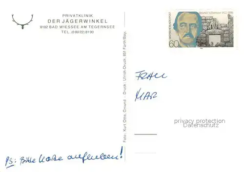 AK / Ansichtskarte Bad_Wiessee Privatklinik Der Jaegerwinkel Bad_Wiessee