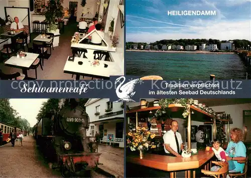 AK / Ansichtskarte Heiligendamm_Ostseebad Schwanencafe Gaststube Inselbahn Bar Heiligendamm_Ostseebad