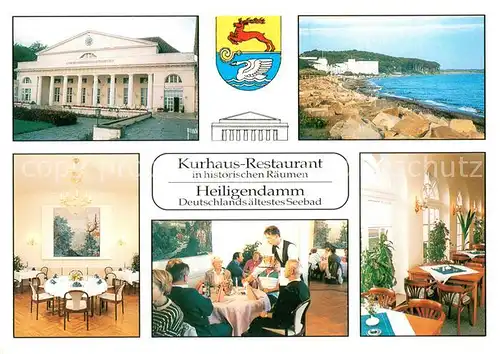 AK / Ansichtskarte Heiligendamm_Ostseebad Kurhaus Restaurant Gastraeume Strand Heiligendamm_Ostseebad