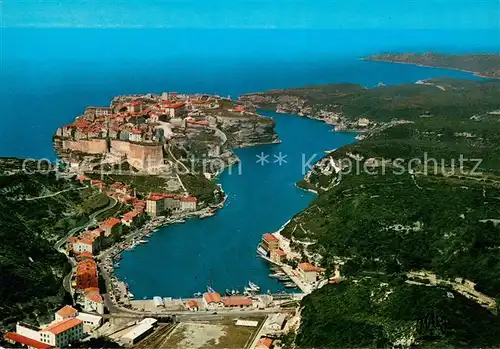 AK / Ansichtskarte Bonifacio_Corse_du_Sud Vue aerienne sur le goulet et la haute ville Bonifacio_Corse_du_Sud
