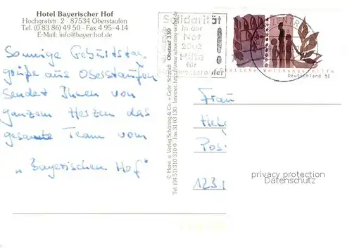 AK / Ansichtskarte Oberstaufen Hotel Bayerischer Hof Gesamtansicht mit Alpenpanorama Oberstaufen