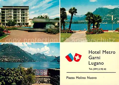 AK / Ansichtskarte Lugano_TI Albergo Hotel Metro Lago di Lugano Luganersee Alpen Lugano_TI