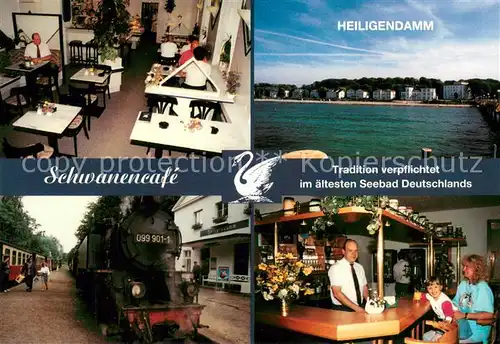 AK / Ansichtskarte Heiligendamm_Ostseebad Schwanencafe Gaststube Inselbahn Bar Heiligendamm_Ostseebad