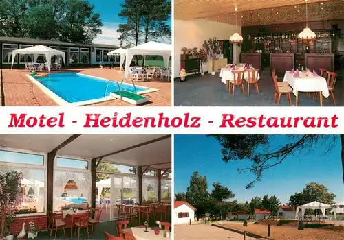 AK / Ansichtskarte Plau_See Motel Heidenholz Restaurant Gastraeume Pool Plau_See