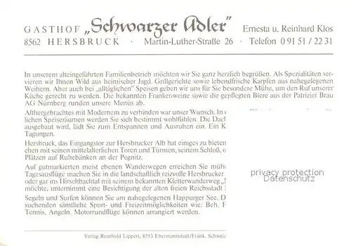 AK / Ansichtskarte Hersbruck Gasthof Schwarzer Adler Kaminzimmer Gaststube Gaestezimmer Hersbruck