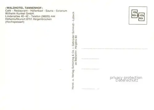 AK / Ansichtskarte Heigenbruecken Waldhotel Tannenhof Cafe Restaurant Hallenbad Heigenbruecken