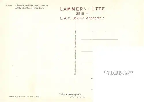 AK / Ansichtskarte Laemmernhuette mit Altels Balmhorn und Rinderhorn Laemmernhuette