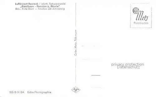 AK / Ansichtskarte Berneck_Altensteig Ortsansicht mit Gasthaus Pension zum Roessle Berneck_Altensteig