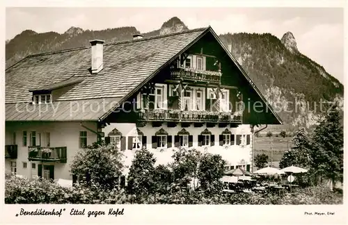 AK / Ansichtskarte Ettal Cafe Pension Benediktenhof mit Kofel Ettal
